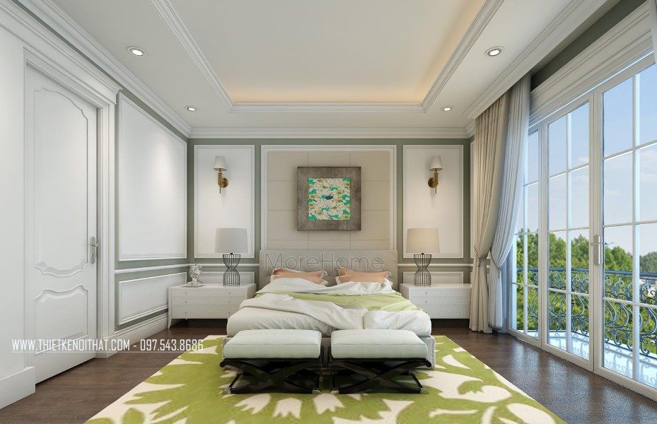 Thiết kế nội thất phòng ngủ nhà liền kề khu đô thị Văn Quán